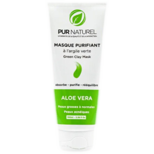 masque purifiant en argile verte et aloe vera 100g purnaturel